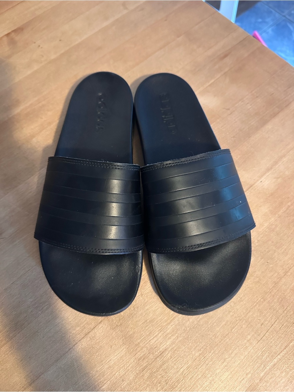 adidas Black Men's Slide Sandals with Textured Strap